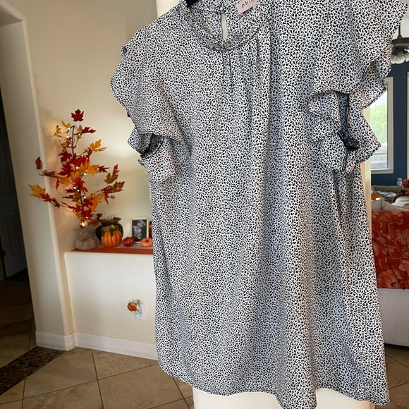 Women’s LG White & Black Print Philosophy Blouse, Never Worn - Picture 4 of 6